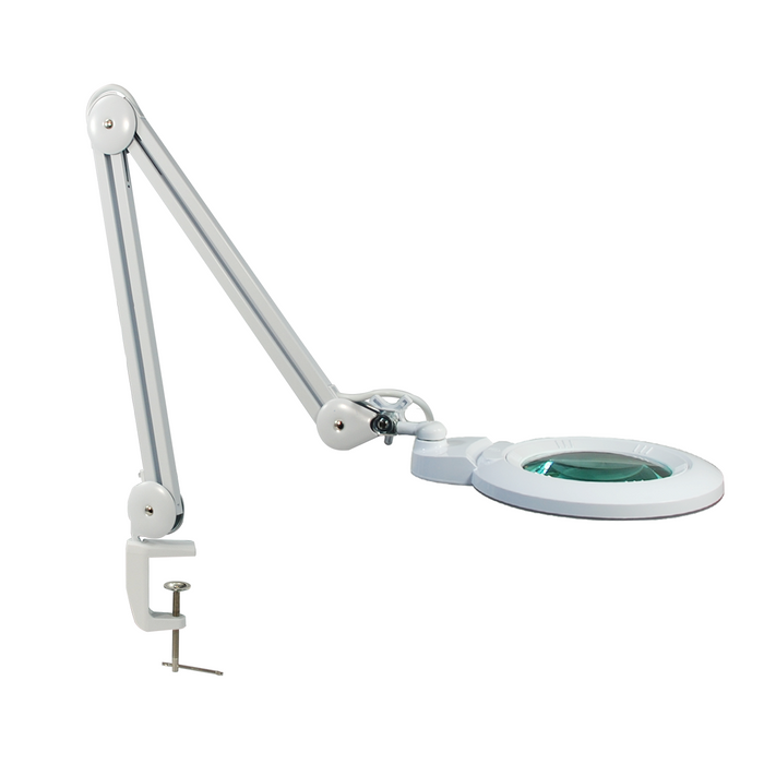 3 Diopter (1.75X) LED Magnifying Lamp with Clamp - 6-inch Glass Lens (Removable)