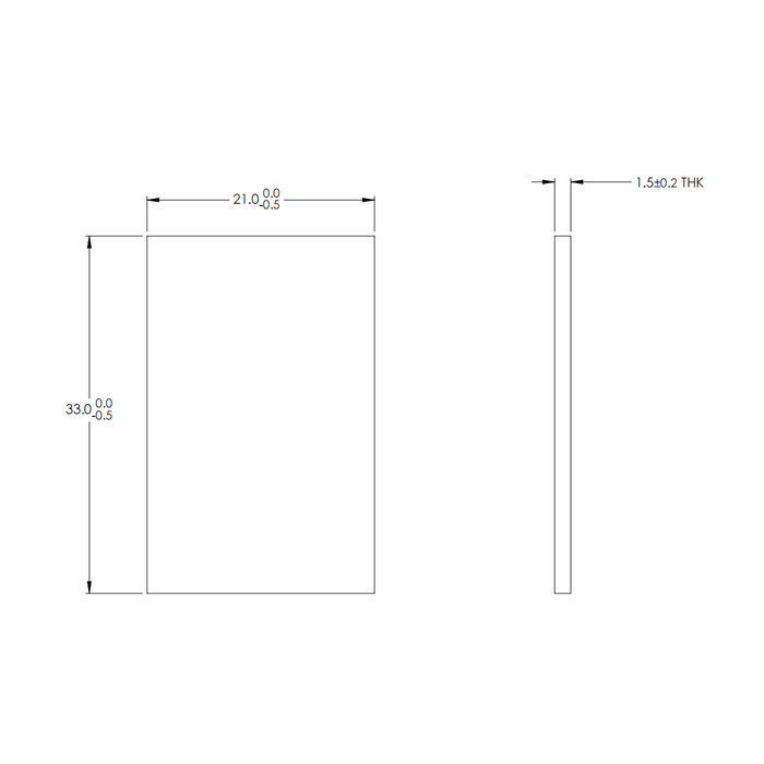 33x21x1.5mm Clear Window Glass (33x21x1.5mm, 40pc), SKU SA02182101, three quarter front view