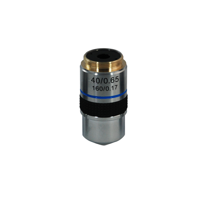 40X Achromatic Polarizing Microscope Objective Lens (Spring) PL04083512, SKU PL04083511, three quarter front view