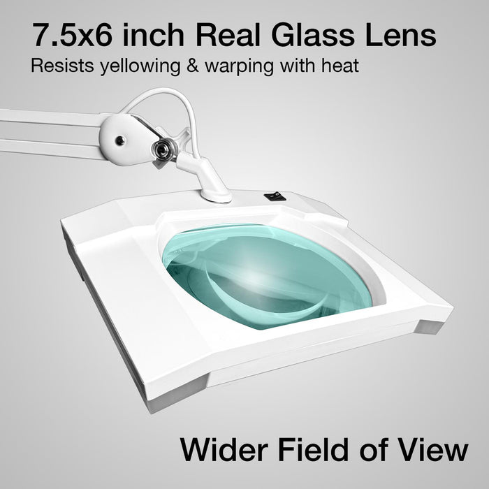 5 Diopter (2.25X) LED Magnifying Lamp with Clamp - Rectangle Head