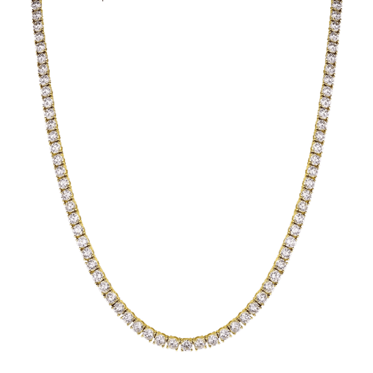 5mm Single Row Iced Out Wholesale Tennis Choker Chain With yellow Gold Plated