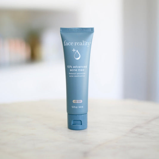 Face Reality 10% acne med product display at Clover Skin Bar