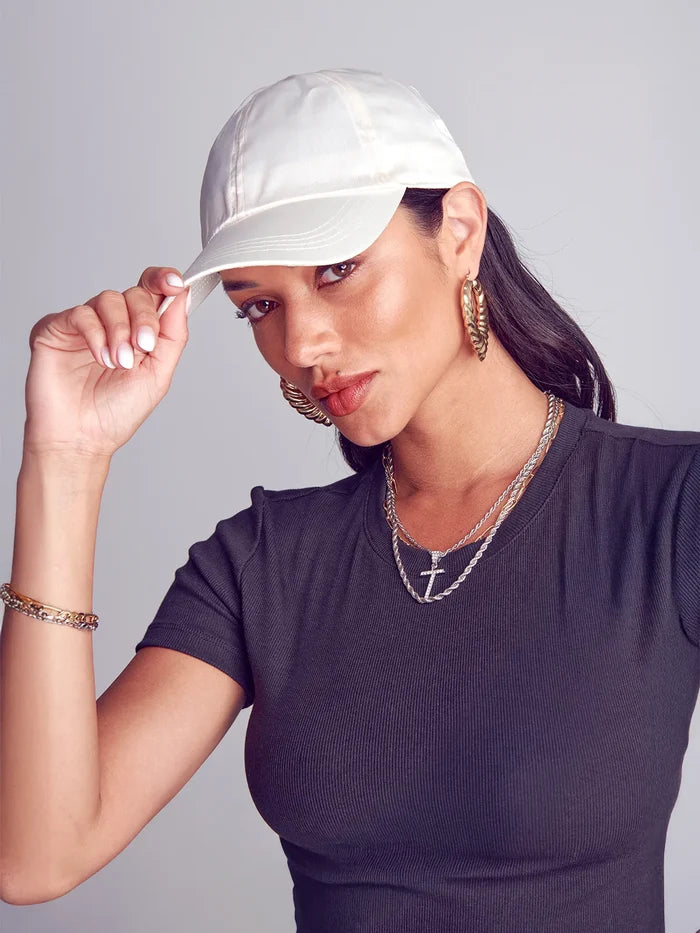 All Over Silky Satin Baseball Cap [White] #FH11