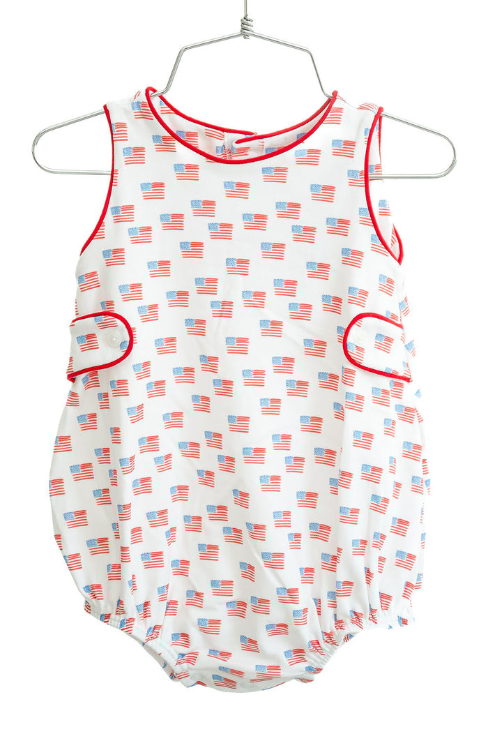 Newborn to Toddler Boys Classic American Flag Print Pima Cotton Bubble – Lightweight & Breathable – Fourth of July, Parades & Backyard Cookouts – Sizes NB–2T