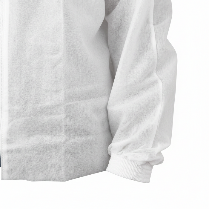 Annie Disposable Protective Jacket w Zipper, 1 Count, White