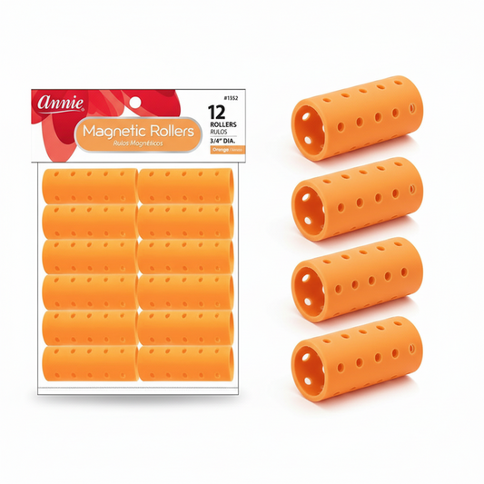 Annie Magnetic Hair Rollers 3/4 Inch, 12 Count, Orange