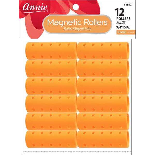 Annie Magnetic Hair Rollers 3/4 Inch, 12 Count, Orange