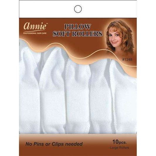 Annie Silky Satin Pillow Soft Hair Rollers, 10 Count, White
