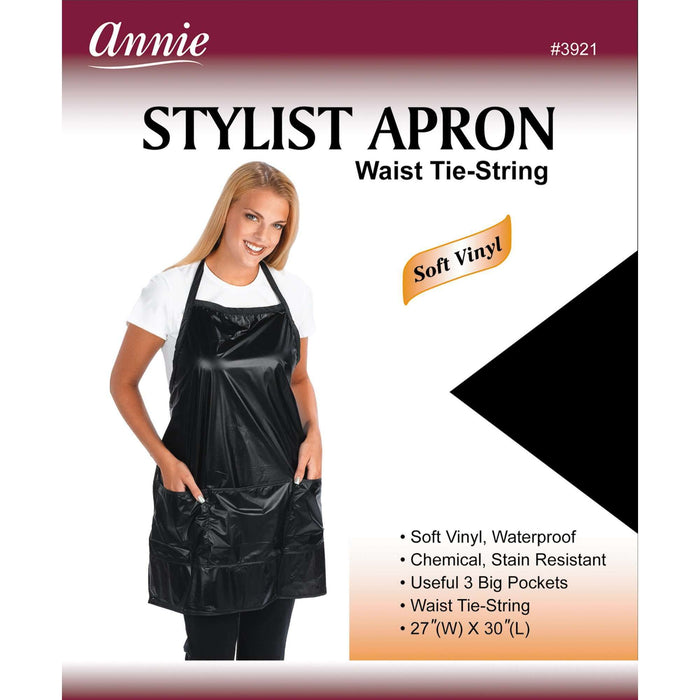 Annie Stylist Apron Waist-Tie String, 1 Count, Black