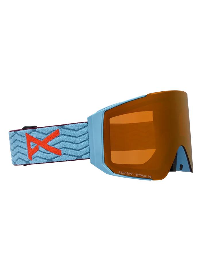 Product image of Anon Sync Goggles + Bonus Lens + MFI® Face Mask[Variant:Frame: Retro Blue, Lens: Perceive Sunny Bronze (17% / S3), Spare Lens: Perceive Cloudy Burst (59% / S1)]