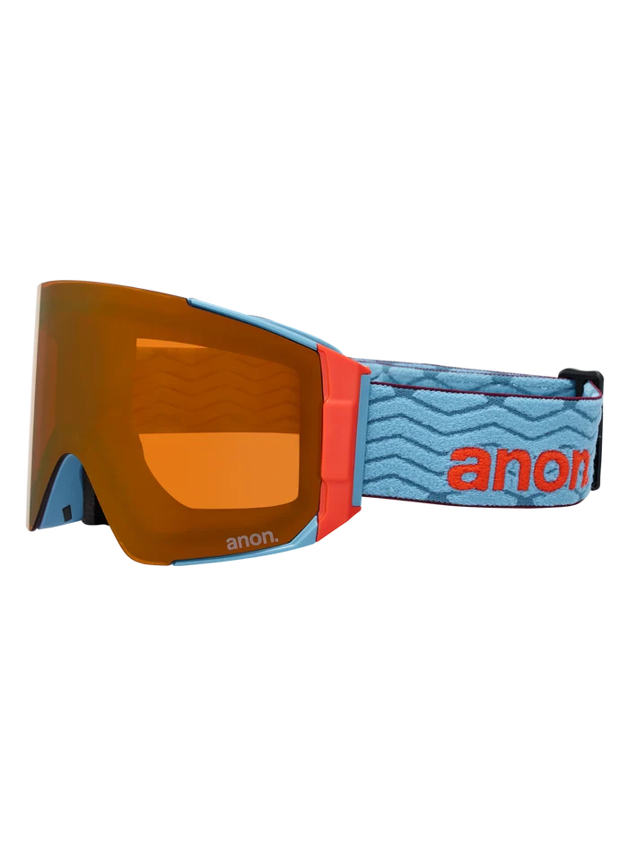 Product image of Anon Sync Goggles + Bonus Lens + MFI® Face Mask[Variant:Frame: Retro Blue, Lens: Perceive Sunny Bronze (17% / S3), Spare Lens: Perceive Cloudy Burst (59% / S1)]