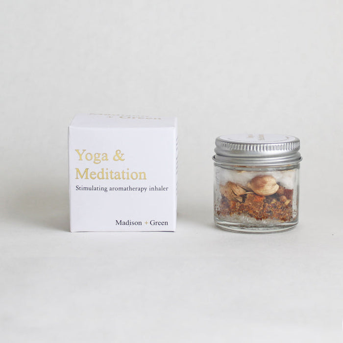 Aromatherapy inhaler set: Yoga & Meditation box and small glass jar