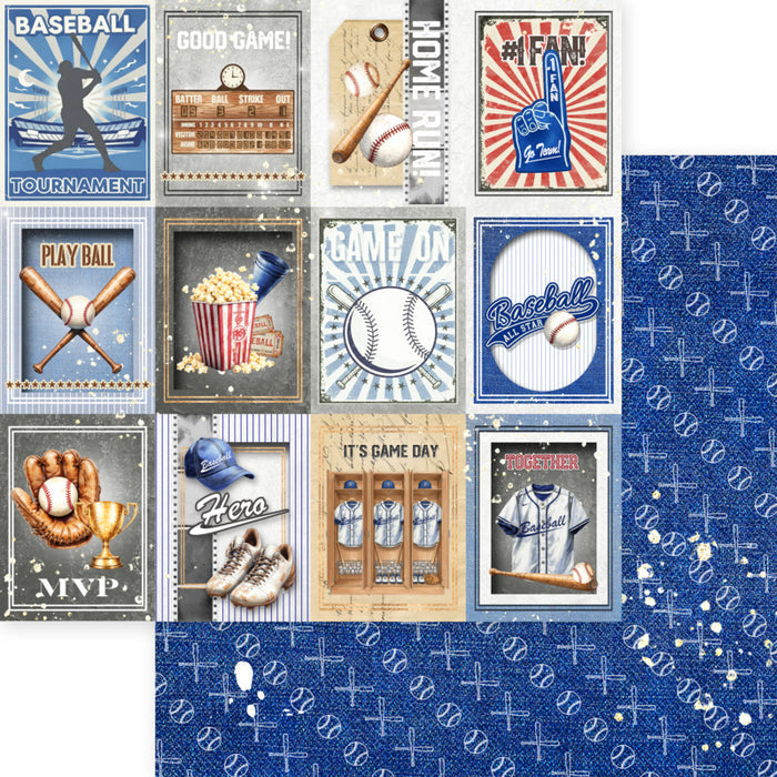 Asuka Studio -  12X12 Collection Pack - Baseball. 12 sheets, 80lbs double sided. Available at Embellish Away located in Bowmanville Ontario Canada.