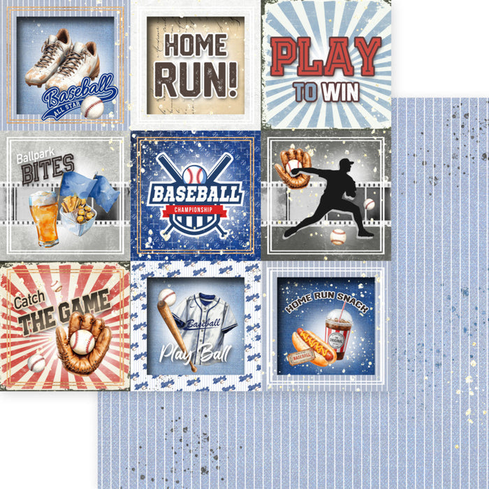 Asuka Studio -  12X12 Collection Pack - Baseball. 12 sheets, 80lbs double sided. Available at Embellish Away located in Bowmanville Ontario Canada.