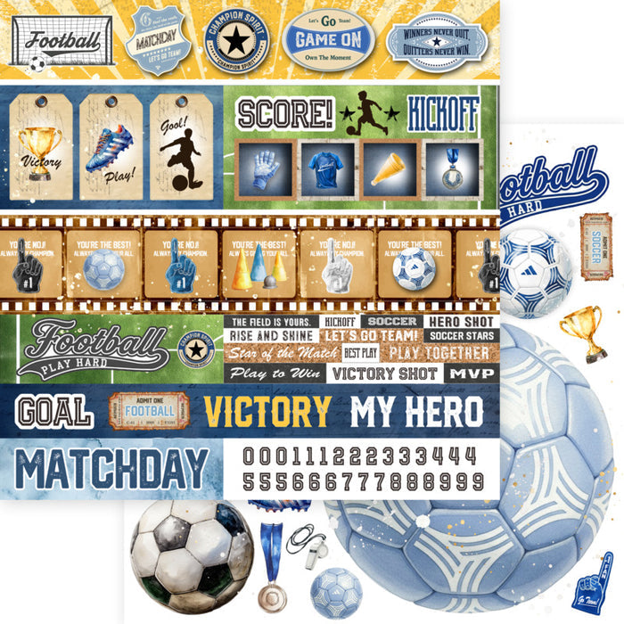 Asuka Studio 12X12 Collection Pack Matchday Football/Soccer. 12 sheets, 80lbs double sided. Available at Embellish Away located in Bowmanville Ontario Canada.