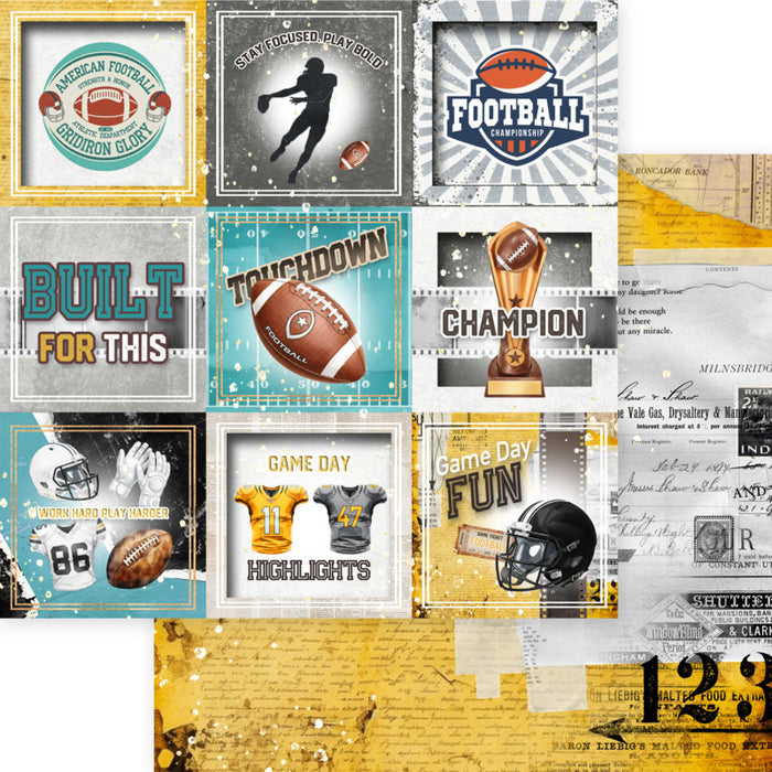 Asuka Studio -  12X12 Collection Pack - Touchdown Football. 12 sheets, 80lbs double sided. Available at Embellish Away located in Bowmanville Ontario Canada.
