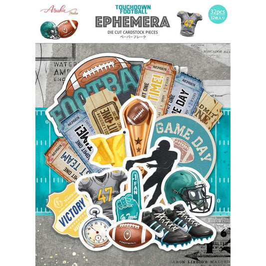 Asuka Studio - Ephemera - Touchdown Football - 32/Pkg. Available at Embellish Away located in Bowmanville Ontario Canada.