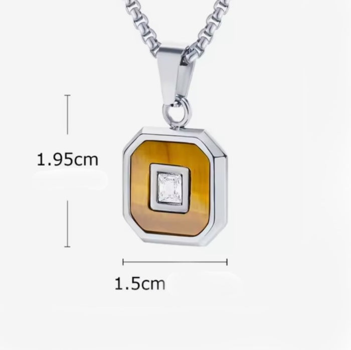 Aurex Tiger Eye &amp; Princess-Cut CZ Stainless Steel Pendant