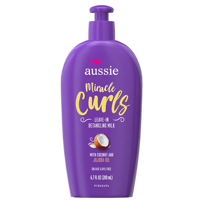 AUSSIE Miracle Curls Leave in Detangling Milk with Coconut and Jojoba Oil Sulfate & Dye Free ليف ان بخاخ للشعر بجوز الهند من اوسي
