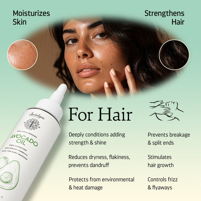 Avocado Oil - 100% Cold Pressed Oil For Face, Body & Hair (100ml)