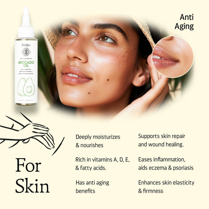 Avocado Oil - 100% Cold Pressed Oil For Face, Body & Hair (100ml)