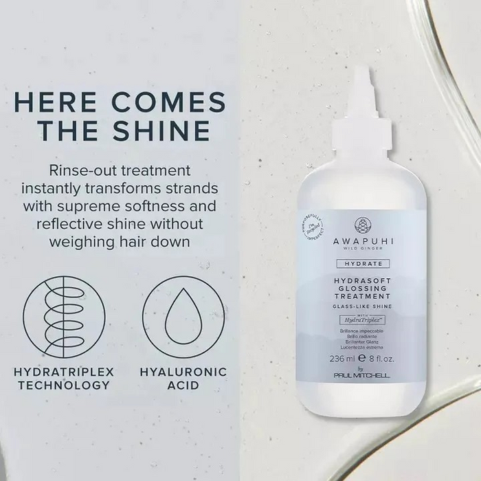Awapuhi Wild Ginger by Paul Mitchell HydraSoft Glossing Treatment, For Glass-Like Shine, Ideal For All Hair Types, Especially Dry + Frizzy Hair, 8 fl. oz