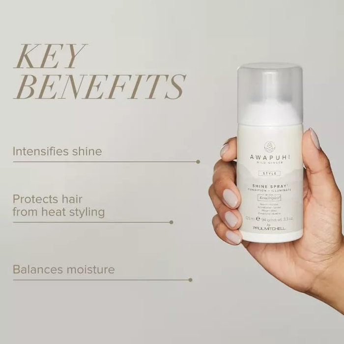 Awapuhi Wild Ginger by Paul Mitchell Shine Spray, Conditions + Adds Luminosity, For All Hair Types, 3.3 oz
