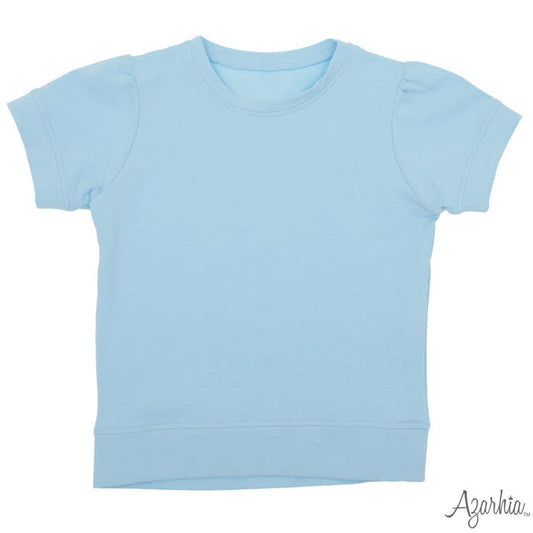 Azarhia S/S Holly Puff Sleeve Shirt-Lt. Blue