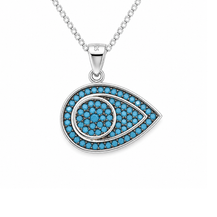 Azure Guardian Sterling Silver Evil Eye Pendant