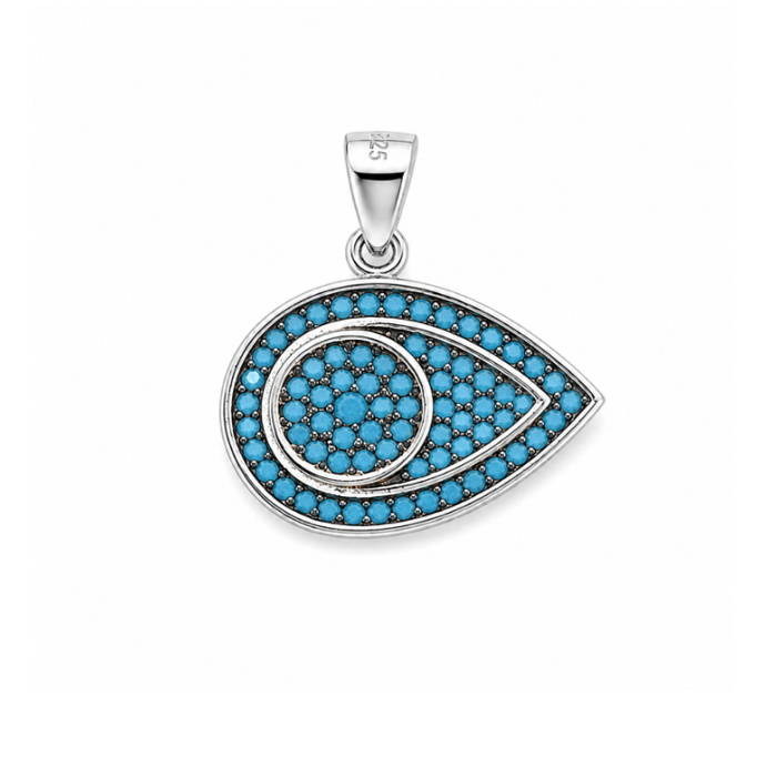 Azure Guardian Sterling Silver Evil Eye Pendant