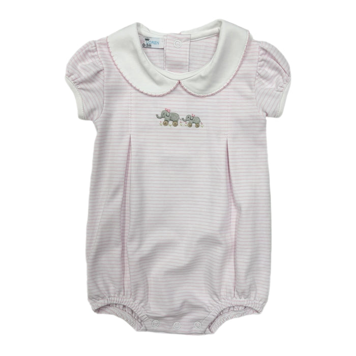 Baby Loren Pink Elephants Hand Emb. Bubble