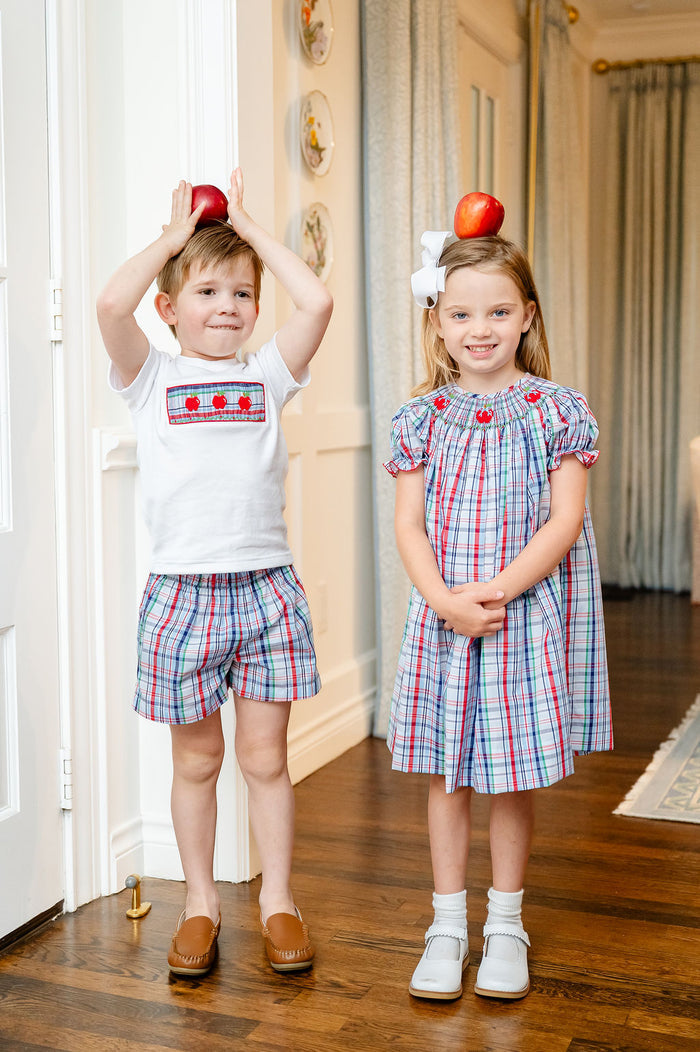 Back to School Apples Smocked Beau T-Shirt/Shorts Set