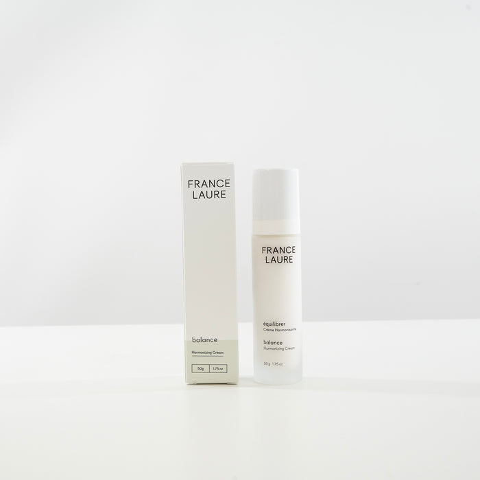France Laure Balance Harmonizing Cream in sleek white bottle and box, ideal for skin care routines.