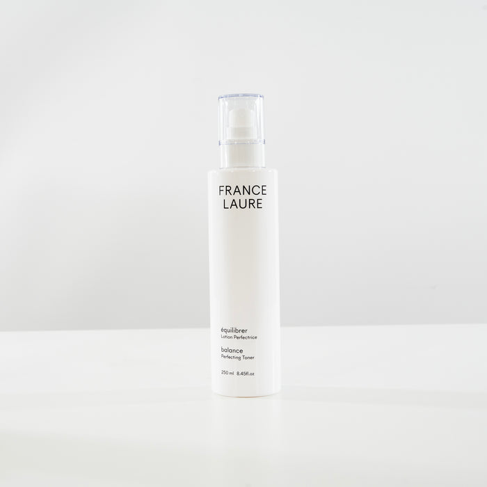 France Laure Balance Perfecting Toner 250ml – gentle skin toner for all skin types, minimalist white bottle with spray pump