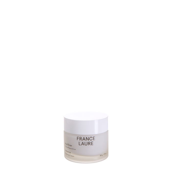 France Laure Balance Repairing Cream in minimalist white jar, 50g facial moisturizer for skin restoration and hydration