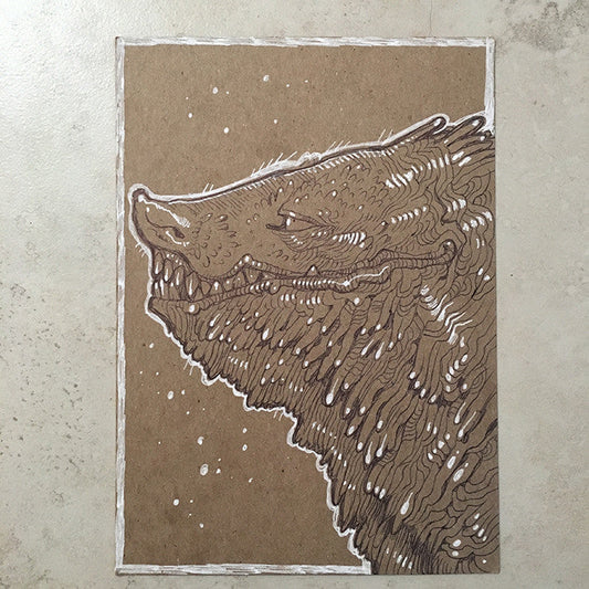 BALLPOINT PEN DRAWINGS ON KRAFT BOARD