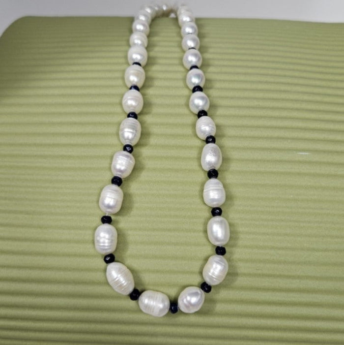 Baroque Freashwater Pearls, and Sapphire Blue Spacer Beads