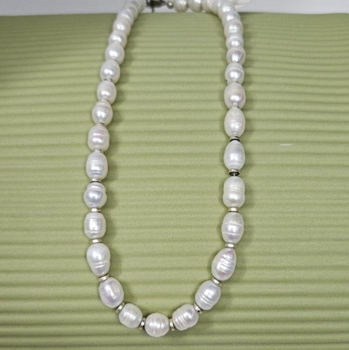 Baroque Freashwater Pearls, and Silver Spacer Beads