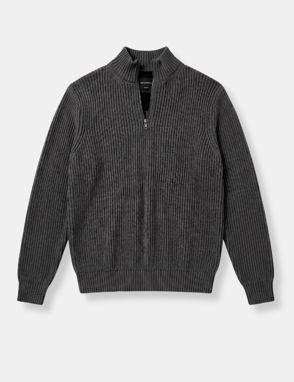 Beau Quarter Zip Knit - Charcoal