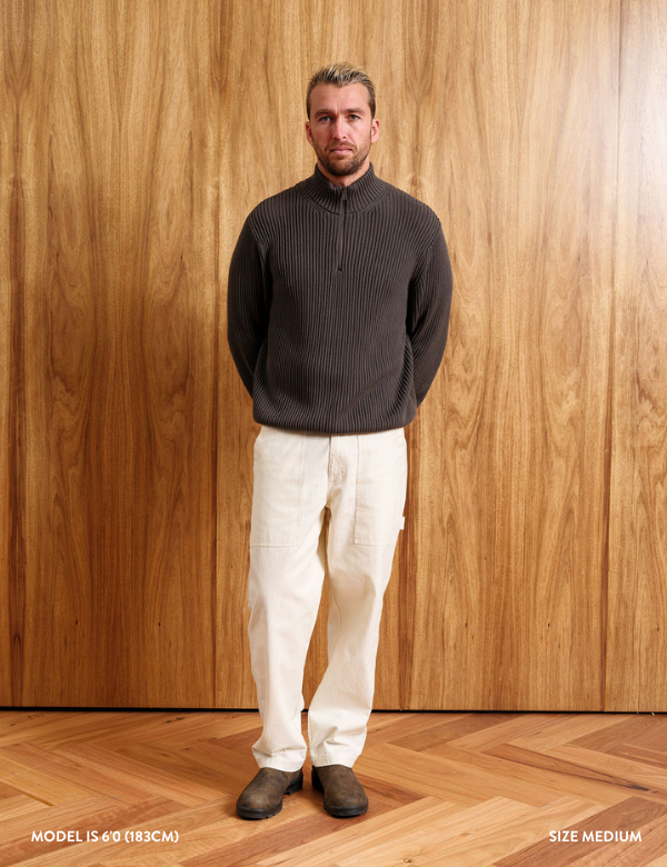 Beau Quarter Zip Knit - Charcoal