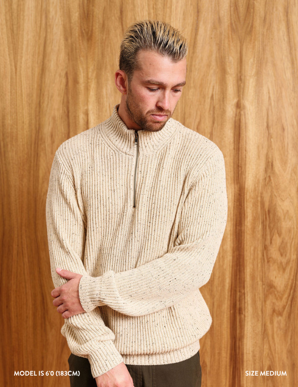 Beau Quarter Zip Knit - Oatmeal