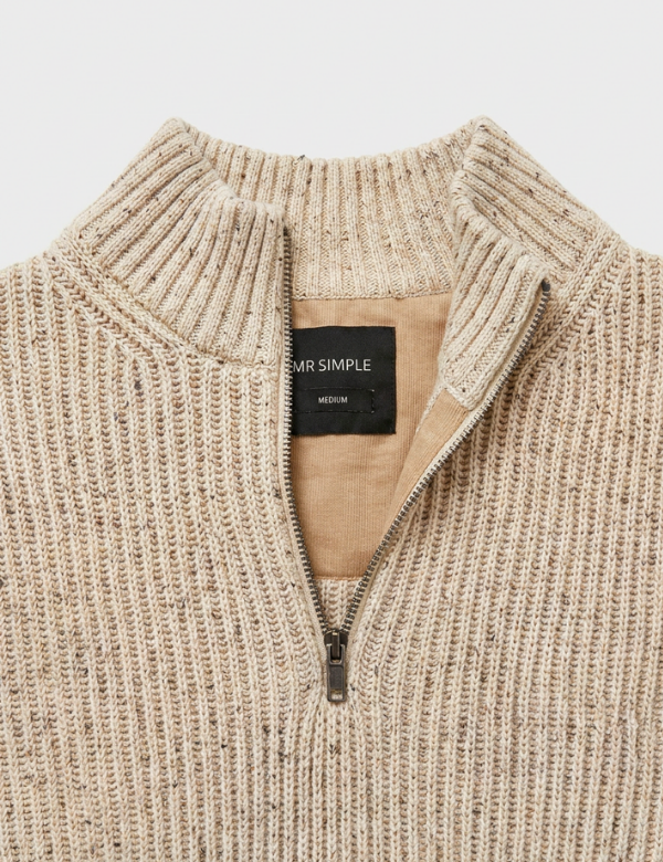 Beau Quarter Zip Knit - Oatmeal