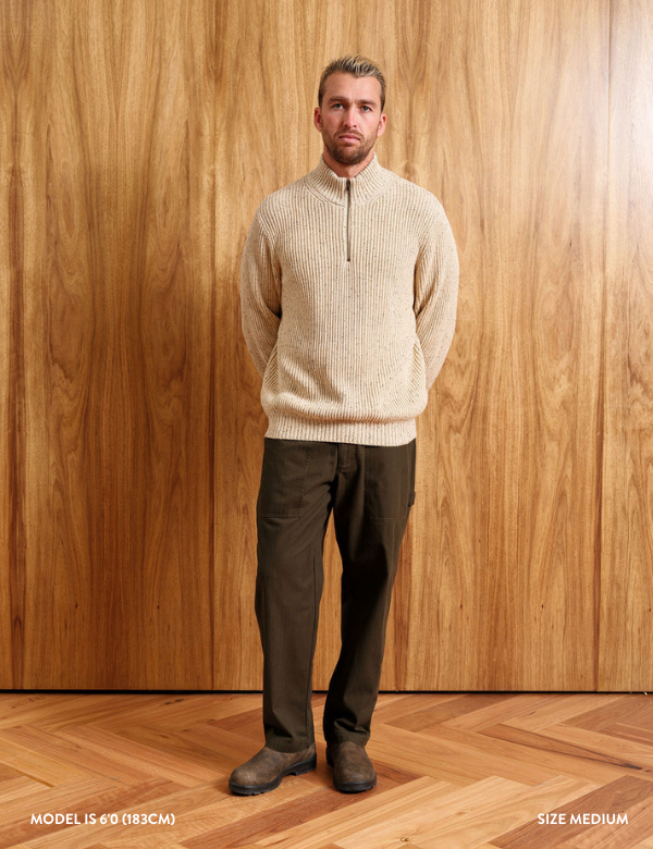 Beau Quarter Zip Knit - Oatmeal