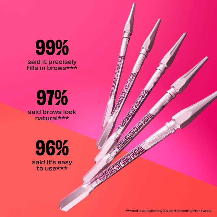 Benefit Cosmetics Precisely, My Brow Pencil waterproof eyebrow definer in various shades, close-up of the product with a twist-up design.