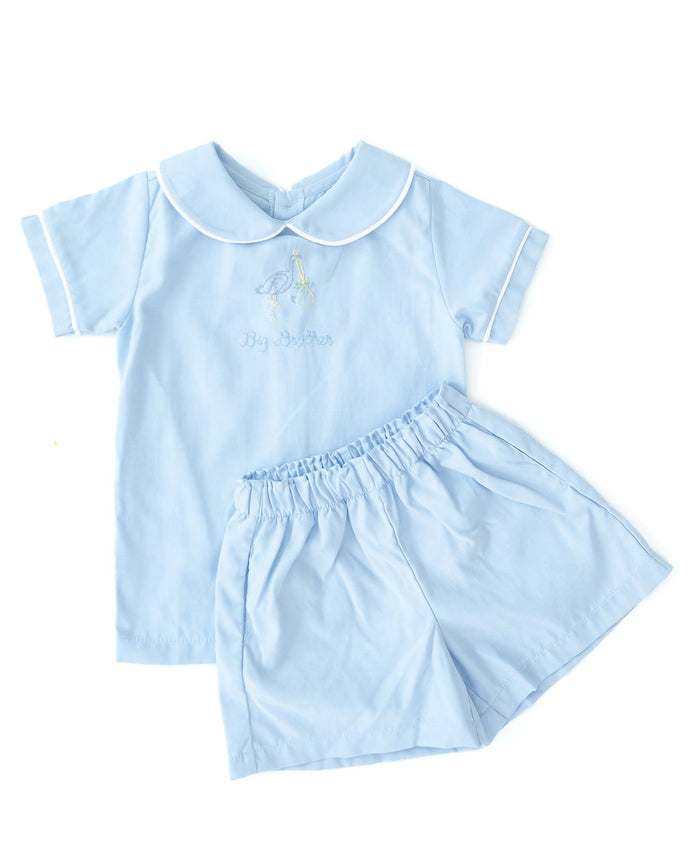 The delicate stork embroidery and “Big Brother” lettering make it a meaningful and classic choice for special moments.