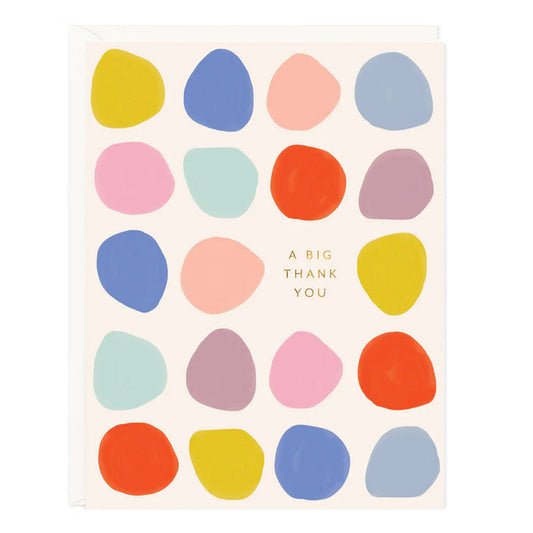 Thank-you card with multicolor dot pattern and “A BIG THANK YOU” text