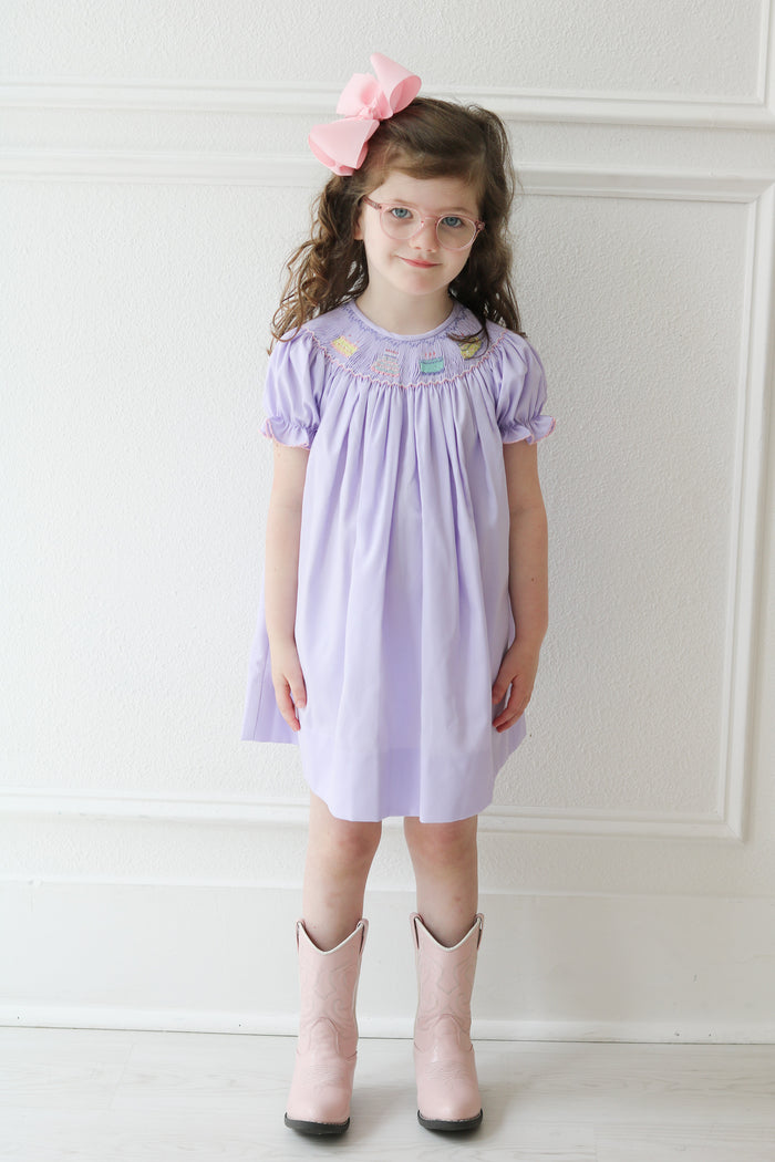 Toddler wearing Birthday Girl Helen Dress.