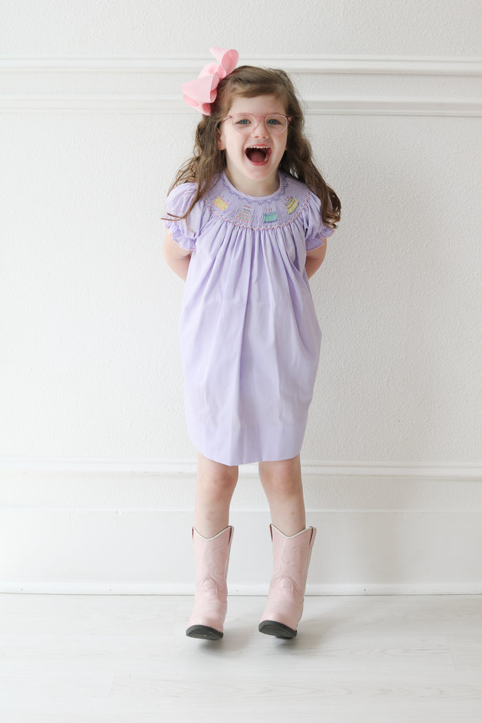 Toddler wearing Birthday Girl Helen Dress.