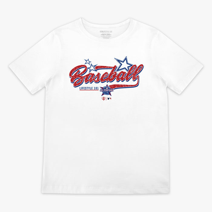 Red, White & Blue BL101 All-Star Game youth graphic tee — front view