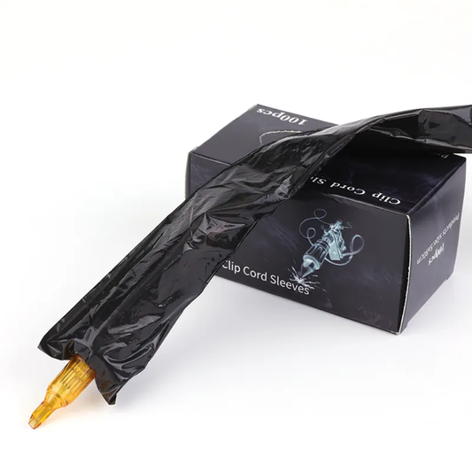 Black Protective Film Sleeves for Clip Cords - 5x80cm Disposable Covers, 100 Pack for Tattoo Machines - SD Cosmetics Care